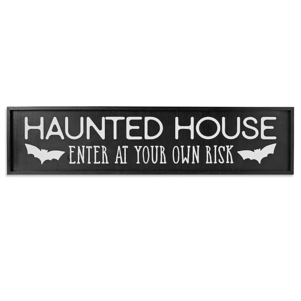 Gerson International Haunted House Wooden Spooky Halloween Decor Wall Sign, 48 In.