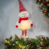 Gerson International Holiday Snowman Lighted Figurine Decor With Red Hat And Scarf