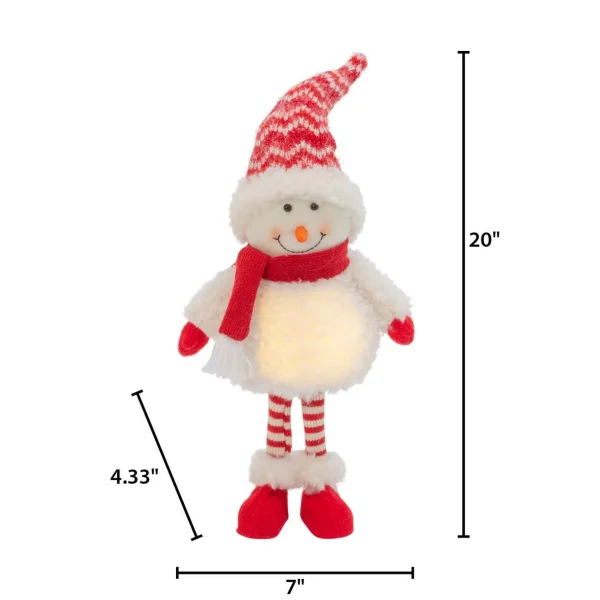 Gerson International Holiday Snowman Lighted Figurine Decor With Red Hat And Scarf