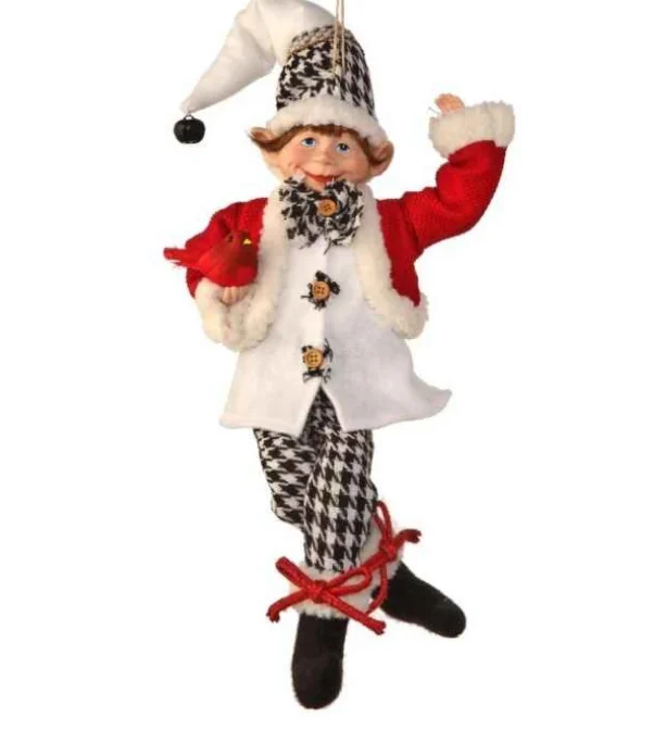 Regency International 17In Fabric Black And White Checkered Plaid Bendable Elf