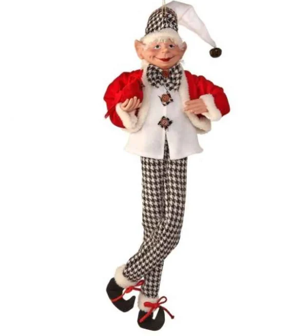 Regency International 30In Fabric Black And White Checkered Plaid Bendable Elf