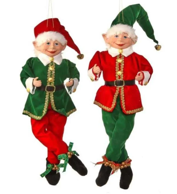 Regency International 17In Fabric Red And Green Tidings Bendable Elf, Assorted Styles