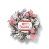 Gerson International 24 In Flocked Merry Christmas Wreath With Snowflakes