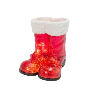 Gerson International 16.3-In H Battery- Operated Lighted Resin Holiday Santa Boots With 10 Led Lights