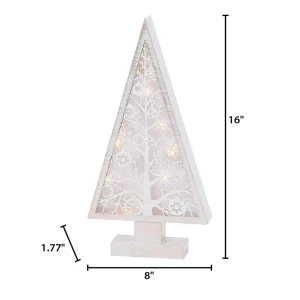 Gerson International 16-In H Battery- Operated Lighted Metal And Laser Cut Wood Tree
