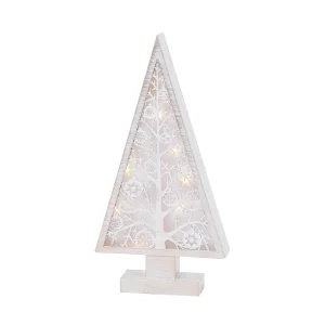 Gerson International 16-In H Battery- Operated Lighted Metal And Laser Cut Wood Tree