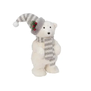 Gerson International 16-In H Polar Bear Figurine With Hat & Scarf