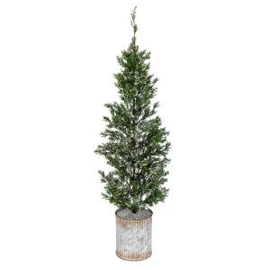 Gerson International 35-In H Snowy Pine Tree In Tin Pot