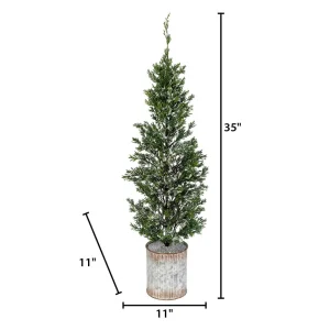 Gerson International 35-In H Snowy Pine Tree In Tin Pot