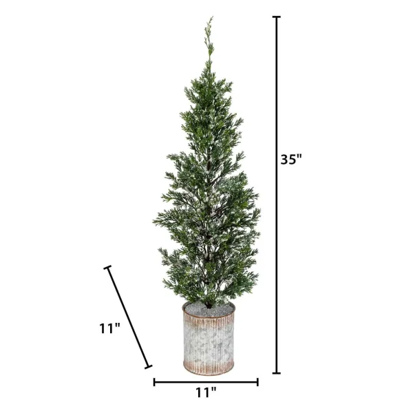 Gerson International 35-In H Snowy Pine Tree In Tin Pot