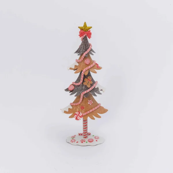 Gerson International 17.5In H Whimsical Gingerbread Christmas Tree Tabletop Figurine