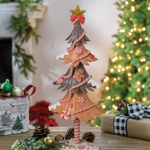 Gerson International 17.5In H Whimsical Gingerbread Christmas Tree Tabletop Figurine