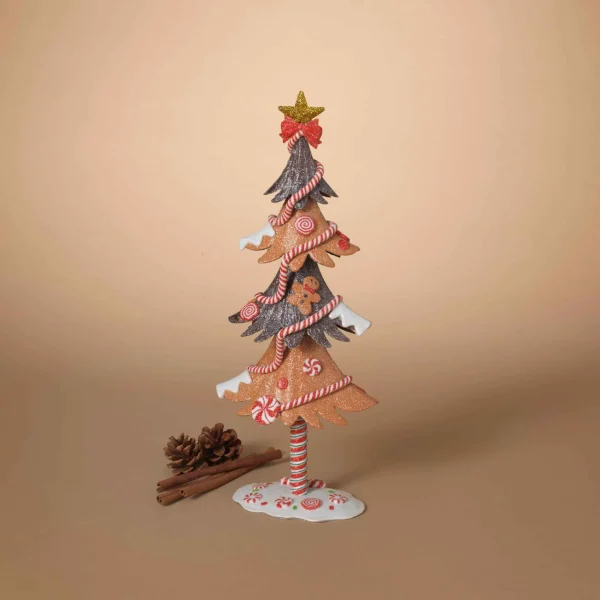 Gerson International 17.5In H Whimsical Gingerbread Christmas Tree Tabletop Figurine