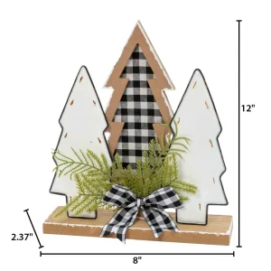 Gerson International 12-In H Wood Holiday Trees With Pine & Bow Accent
