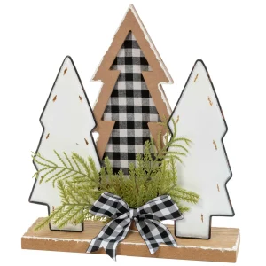 Gerson International 12-In H Wood Holiday Trees With Pine & Bow Accent