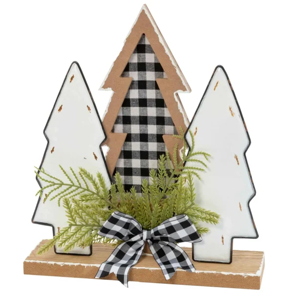 Gerson International 12-In H Wood Holiday Trees With Pine & Bow Accent