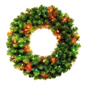 Puleo International 24In Kentucky Pine Green Wreath With 170 Tips & 50 Multi Lights
