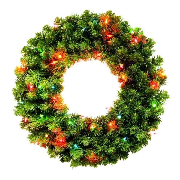 Puleo International 24In Kentucky Pine Green Wreath With 170 Tips & 50 Multi Lights