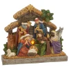 Gerson International 17.7-In L Battery- Operated Lighted Resin Nativity Stable With Figurines