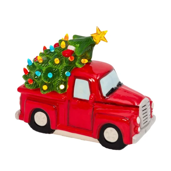 Gerson International 9.6-In L Battery- Operated Lighted Dolomite Holiday Truck With Tree