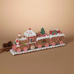 Gerson International 19.5In L Whimsical Gingerbread Christmas Train Tabletop Accent