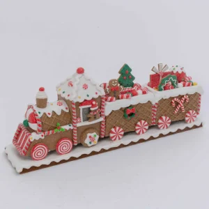 Gerson International 19.5In L Whimsical Gingerbread Christmas Train Tabletop Accent