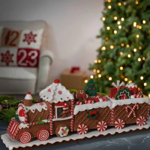 Gerson International 19.5In L Whimsical Gingerbread Christmas Train Tabletop Accent