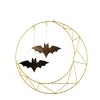 Gerson International 24 In Lighted Champagne Metal Halloween Wreath With Bats Decor