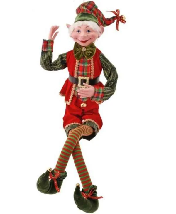 Regency International 30In Metallic Plaid Bendable Elf Ornament