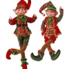 Regency International 17In Metallic Plaid Bendable Elf Ornament, Assorted Styles