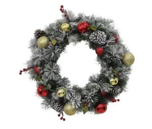 Puleo International 30In Pre-Lit Flocked Fairfield Wreath In Warm White #114-Fgf1-30Wblw07