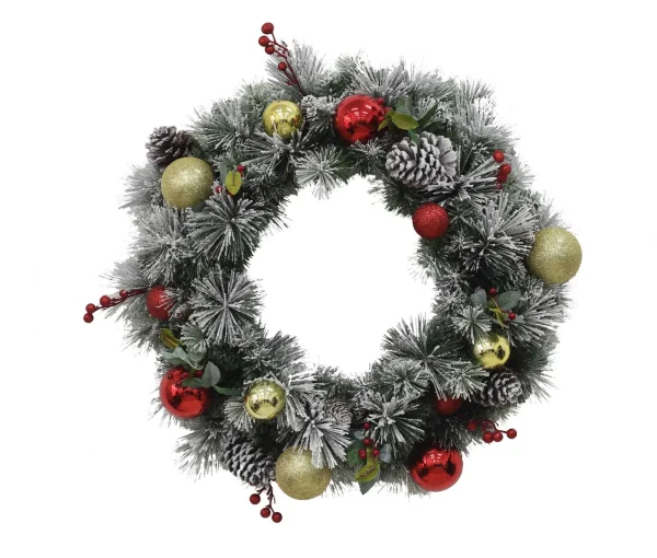 Puleo International 30In Pre-Lit Flocked Fairfield Wreath In Warm White #114-Fgf1-30Wblw07