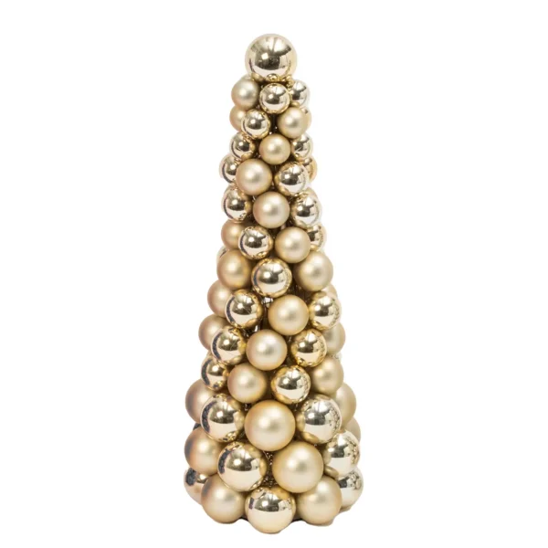 Gerson International 18 In Tall Gold Christmas Holiday Ornament Cone Tree Decor