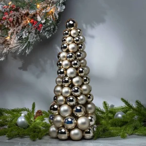 Gerson International 18 In Tall Gold Christmas Holiday Ornament Cone Tree Decor