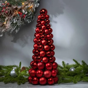 Gerson International 18 In Tall Red Christmas Holiday Ornament Cone Tree Decor