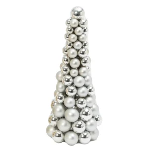 Gerson International 18 In Tall Silver Christmas Holiday Ornament Cone Tree Decor