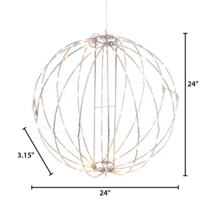 Gerson International 24 In Whimsical Lighted Metal Sphere, Warm White Micro Leds