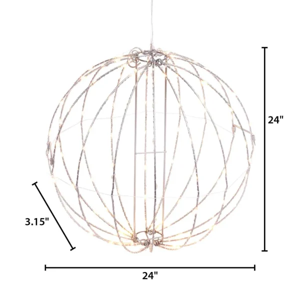 Gerson International 24 In Whimsical Lighted Metal Sphere, Warm White Micro Leds