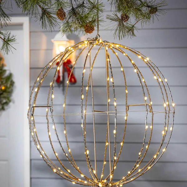 Gerson International 17 In Whimsical Lighted Metal Sphere, Warm White Micro Leds