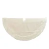 Gerson International 48 In White Cable Knit Christmas Tree Skirt, Faux Fur Trim