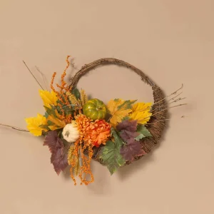 Gerson International 20-Inch Diameter Cornucopia Wreath With Pumplins And Berries