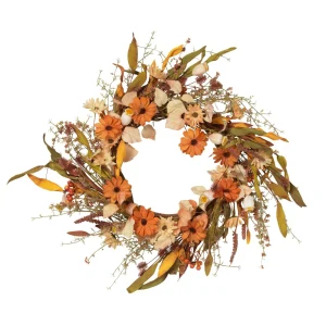 Gerson International 22-Inch Diameter Harvest Wreath With Fall Flowers And Berries