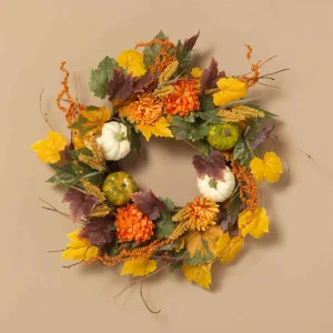 Gerson International 26-Inch Diameter Harvest Wreath With Pumpkin And Berry Accents
