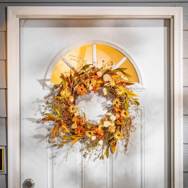 Gerson International 22-Inch Diameter Harvest Wreath With Fall Flowers And Berries