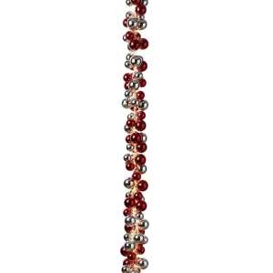 Gerson International 58.5-Inch Long Electric Red And Silver Lighted Ornament Strung Garland