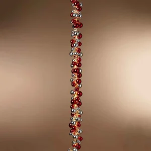 Gerson International 58.5-Inch Long Electric Red And Silver Lighted Ornament Strung Garland