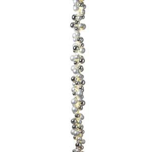 Gerson International 58.5-Inch Long Electric Silver Lighted Ornament Strung Garland