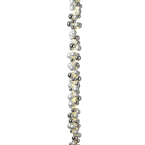Gerson International 58.5-Inch Long Electric Silver Lighted Ornament Strung Garland