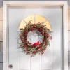 Gerson International 24 Inch Winter Holiday Wreath With Red Berries And Cardinal