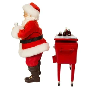 Kurt Adler Coke Santa With Table Cooler, 2 Piece Set